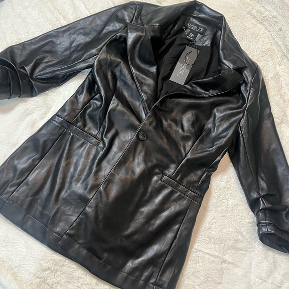 Black faux leather blazer - Picture 1 of 4